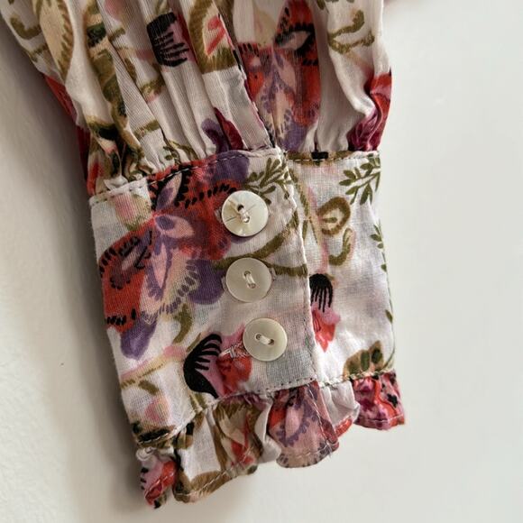 House of Harlow 1960 Floral Lace Boho Button Down Balloon Sleeve Blouse - Picture 7 of 7